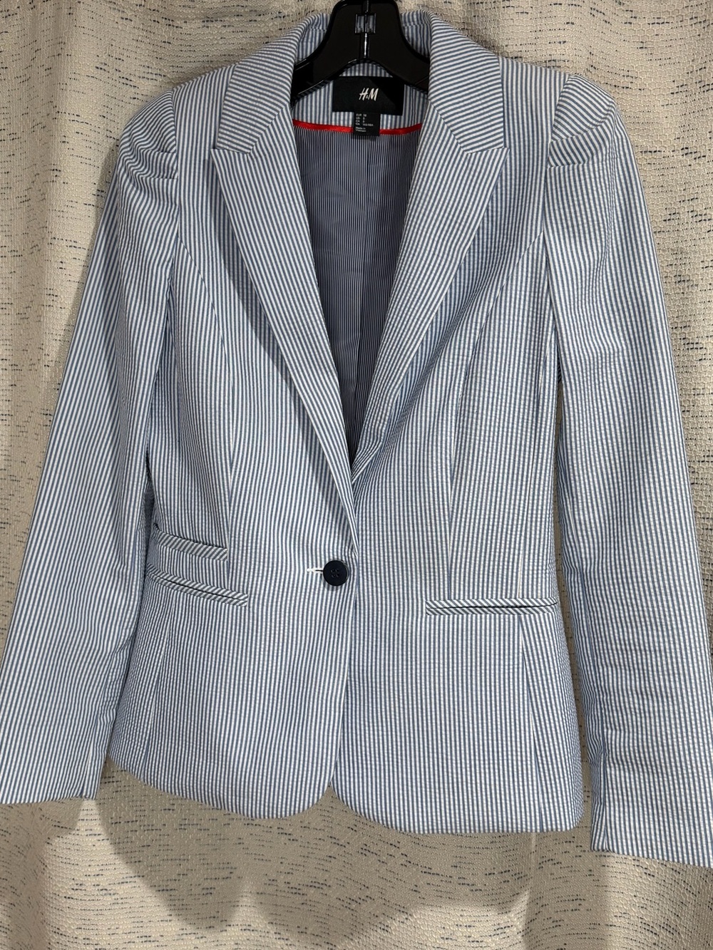 H&M Blue and White Pinstripe Tailored Blazer